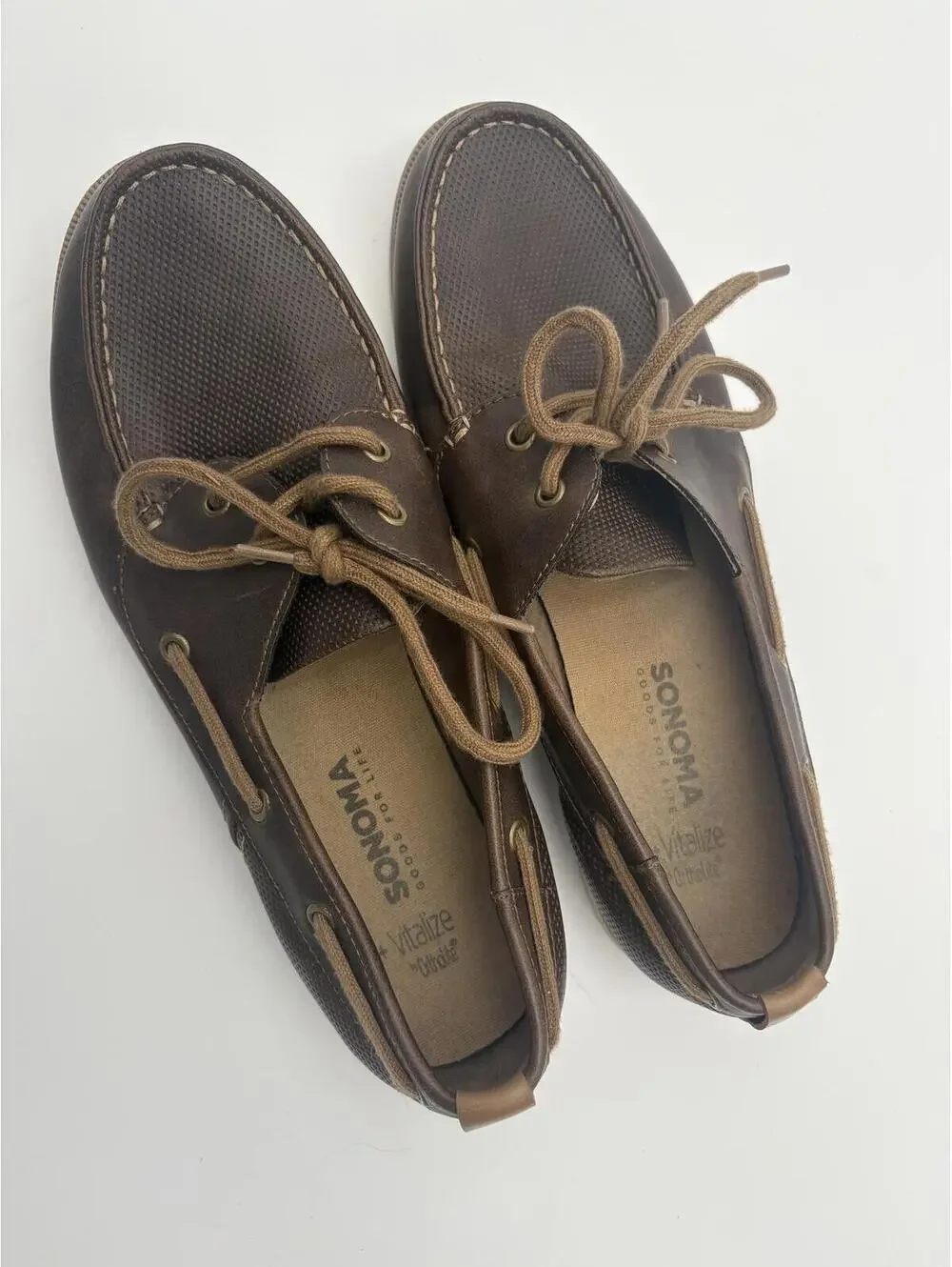 Sonoma Good Life Kutcher Brown Leather Boat Shoes with Laces Mens  Size 12